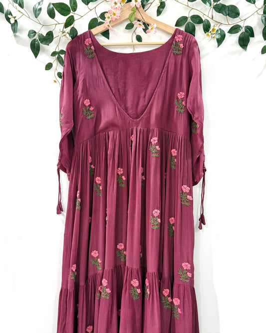 Wine Beauty - Floral Boho Dress