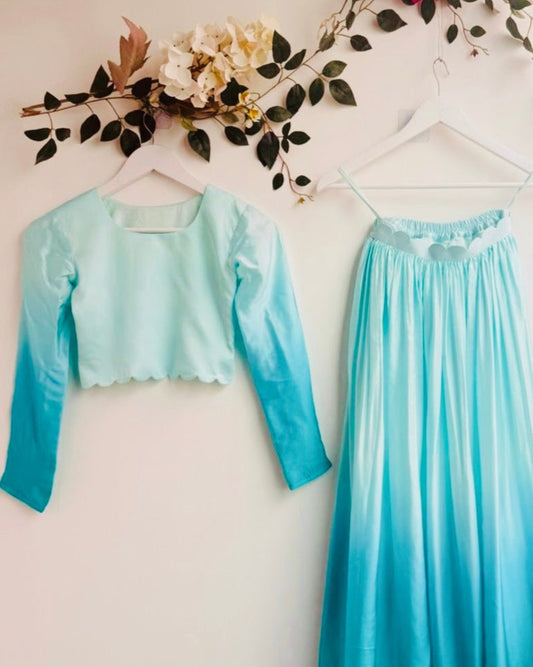 Aqua Blue Ombre Crop Top