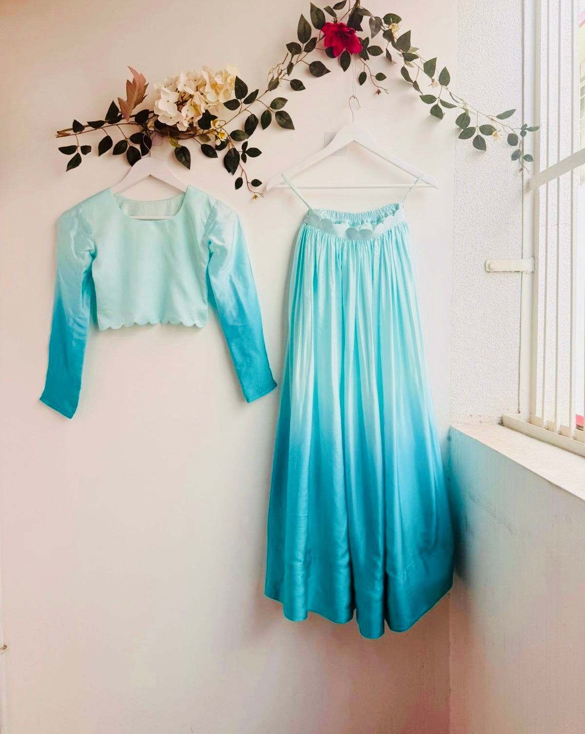 Aqua Blue Ombre Crop Top