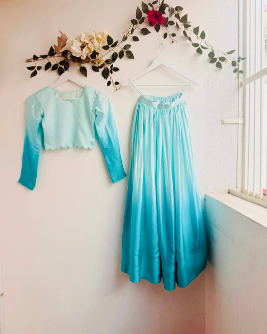 Aqua Blue Ombre Crop Top