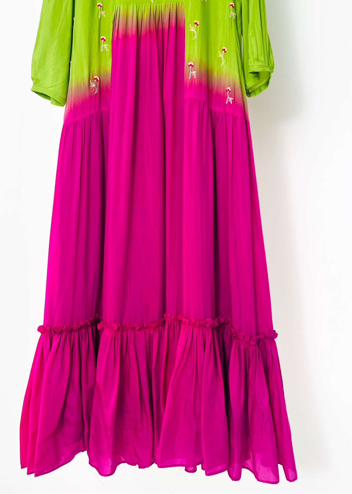 Parrot Bloom - Green & Magenta Dress