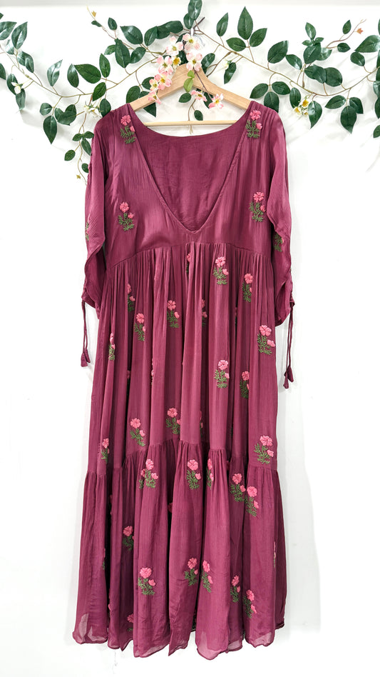 Wine Beauty - Floral Boho Dress