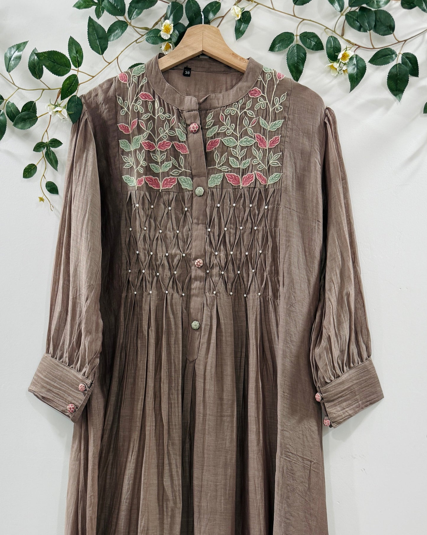 Taupe Button-Down Dress