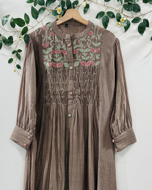 Taupe Button-Down Dress