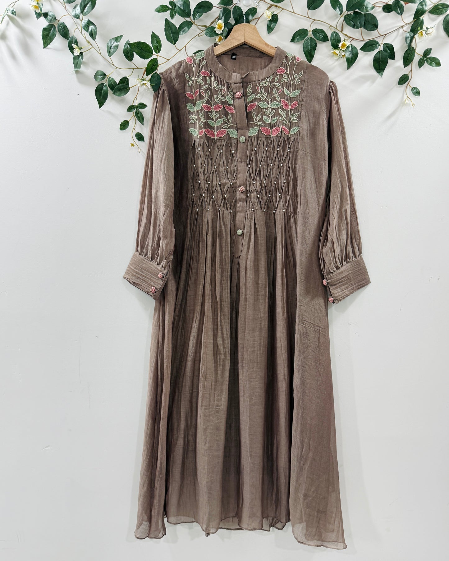 Taupe Button-Down Dress