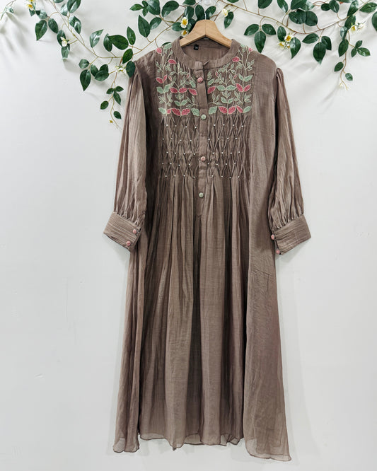 Taupe Button-Down Dress