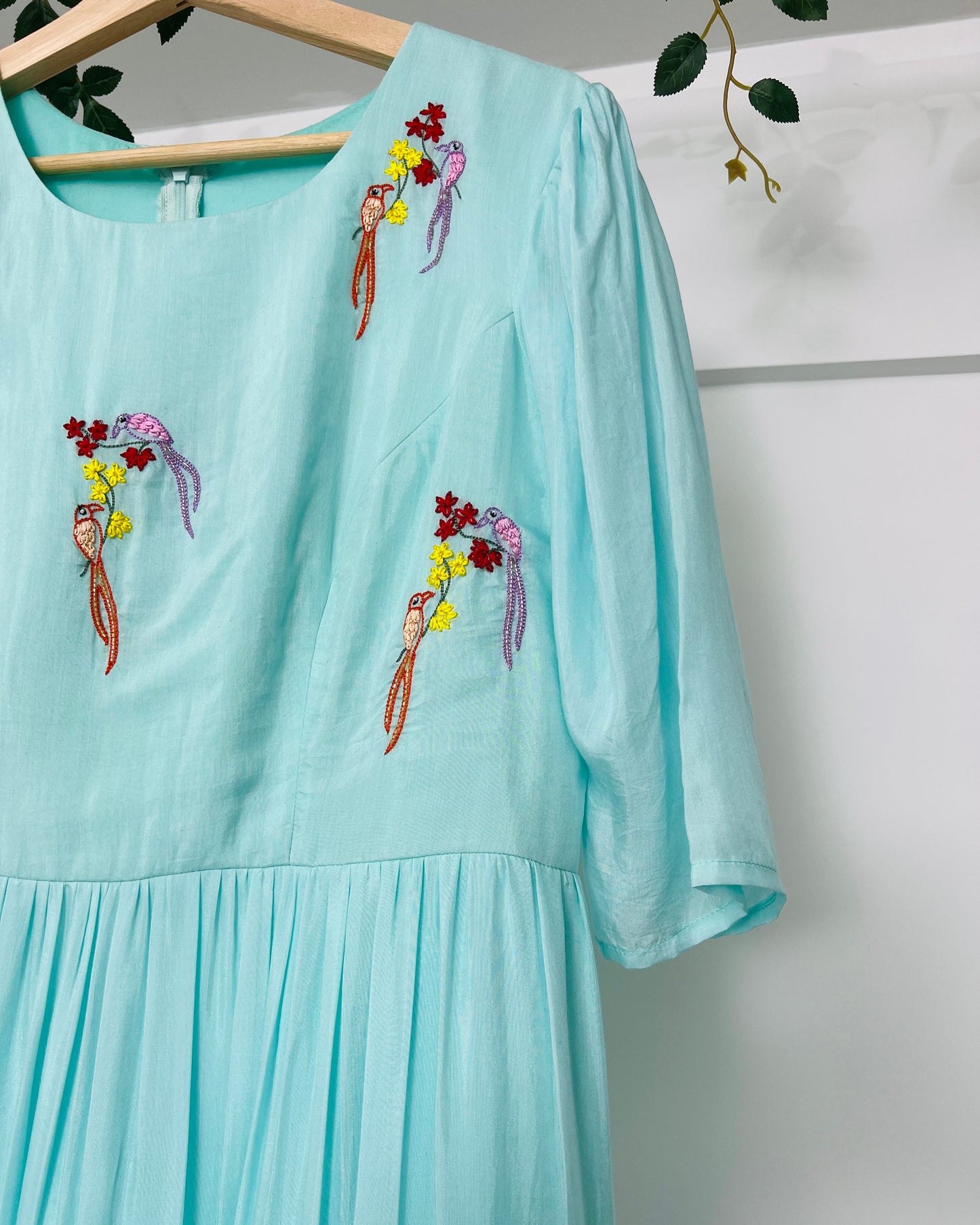 Ocean Mist - Aqua & Red Flared Dress